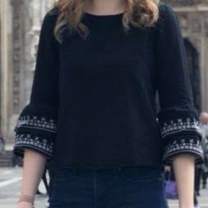 Zara Black Top with Bell Sleeve